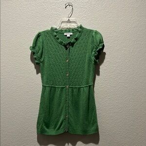 BANANA REPUBLIC Women's Green Sweater Top Button Up Knit Sz S Baby doll Retro